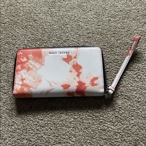 Marc Jacobs Italian Leather Melon Tie Dye Print wallet  8” x 4”